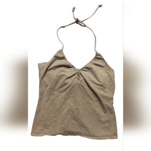 Fashion Bug Stretch Light Gray Halter Tie Back Large Lined Tank Top